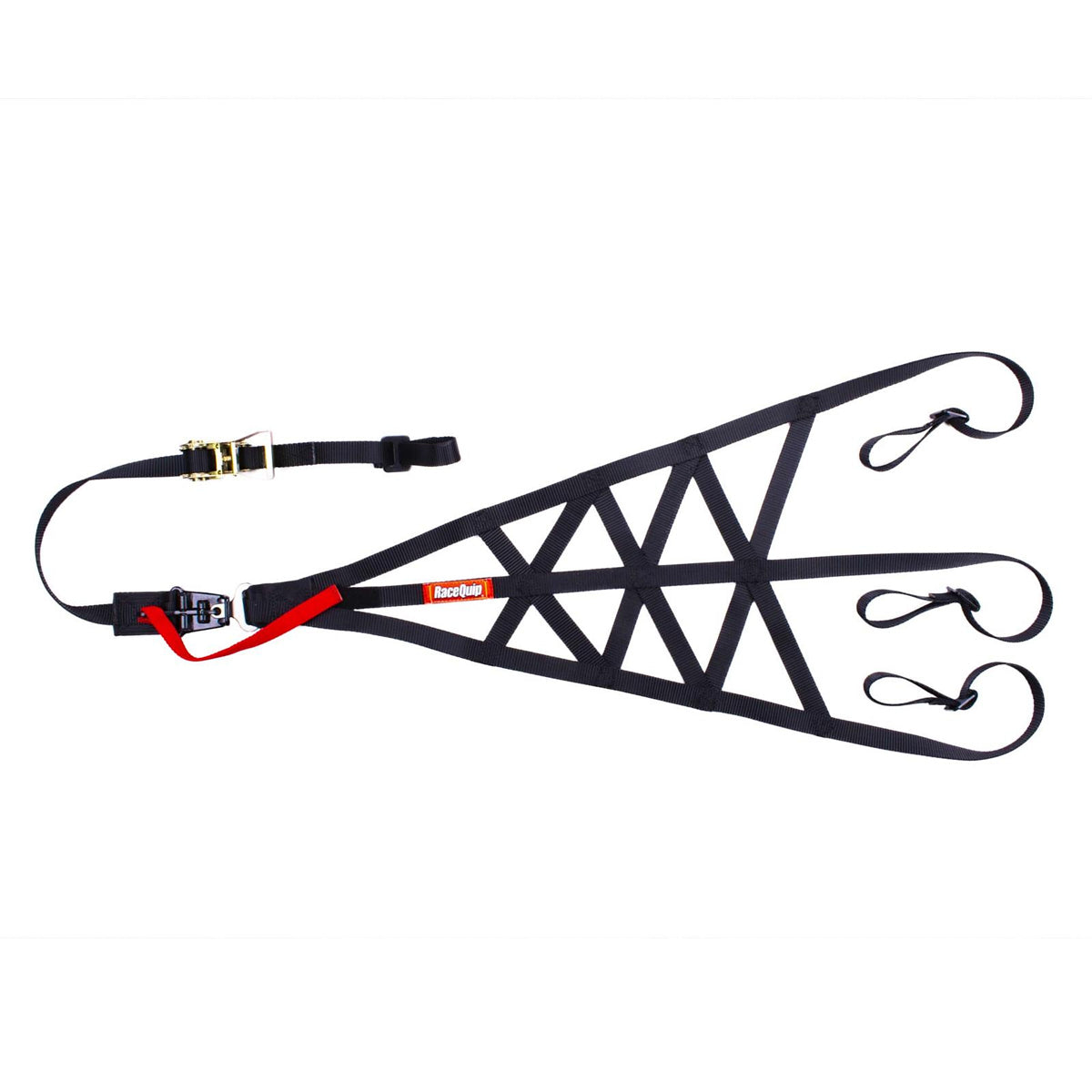 RACEQUIP RaceQuip right side triangle roll cage window net with quick release hardware for racing safety.