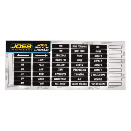 Joes Racing Switch Panel Professional Labels - Augusta Motorsports Racing Safety Supplies