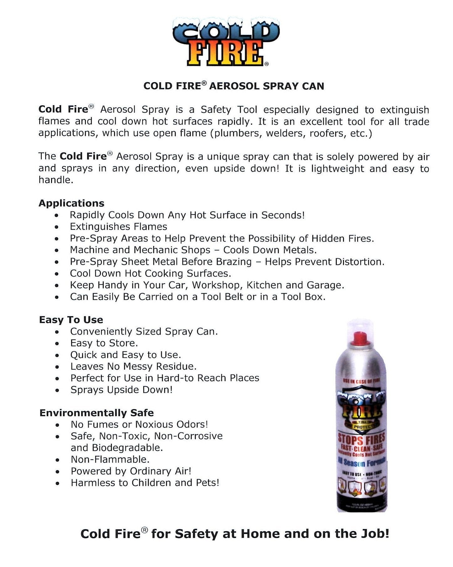 Cold Fire 13.5 oz Spray Can Fire Suppressant Firefreeze CF30213-ULT - Augusta Motorsports Racing Fire Systems