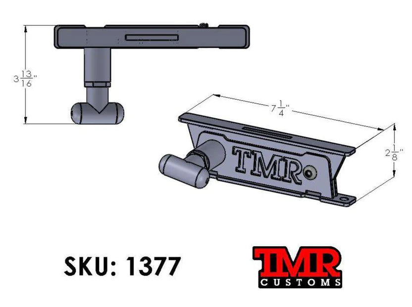 TMR Custom USA Rapid Release Fire Extinguisher Mount holding a portable handheld fire extinguisher in auto or shop setting