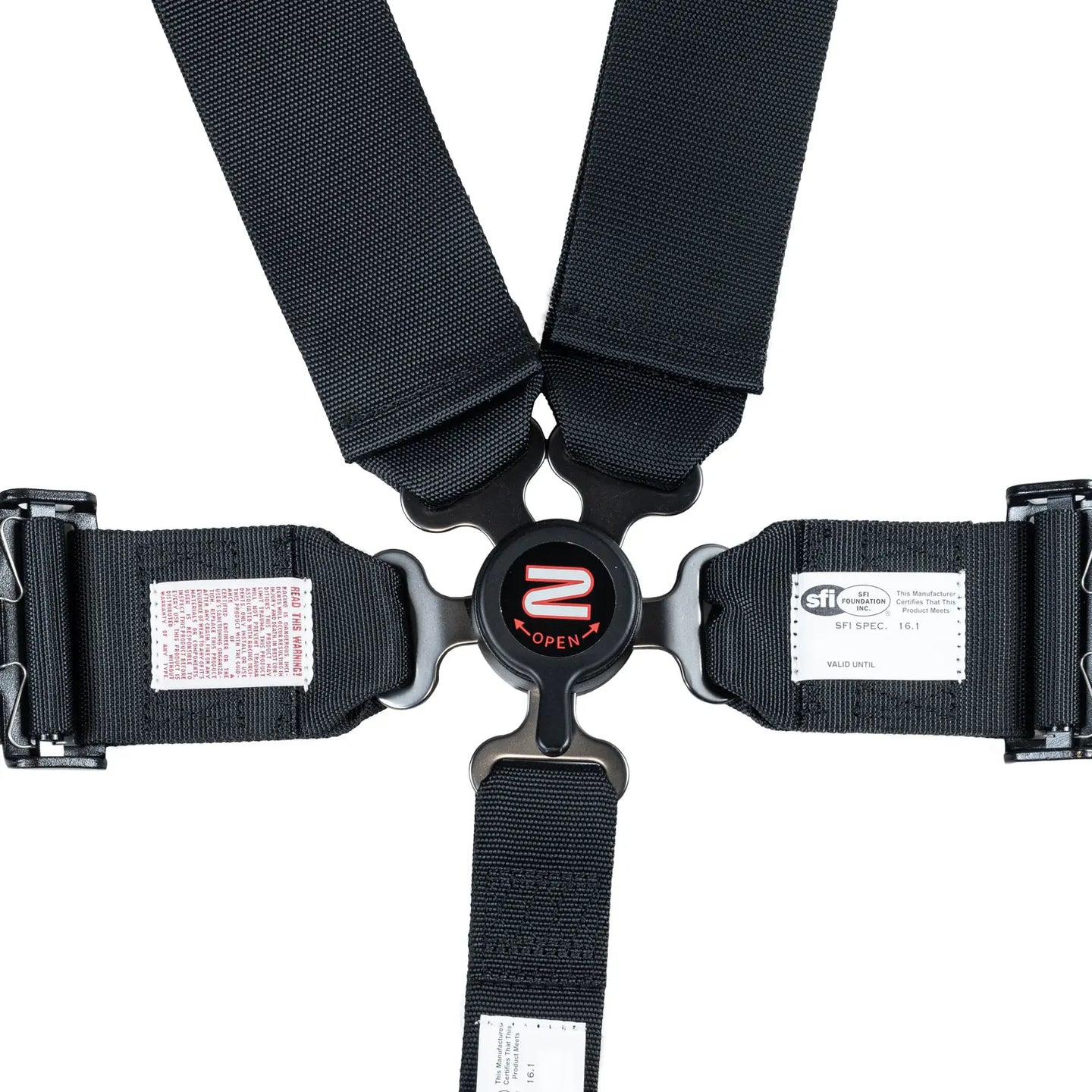 ZAMP UTV off-road race 5-point pull-down seat harness with SFI 3/2 rating, featuring black straps and metal hardware.