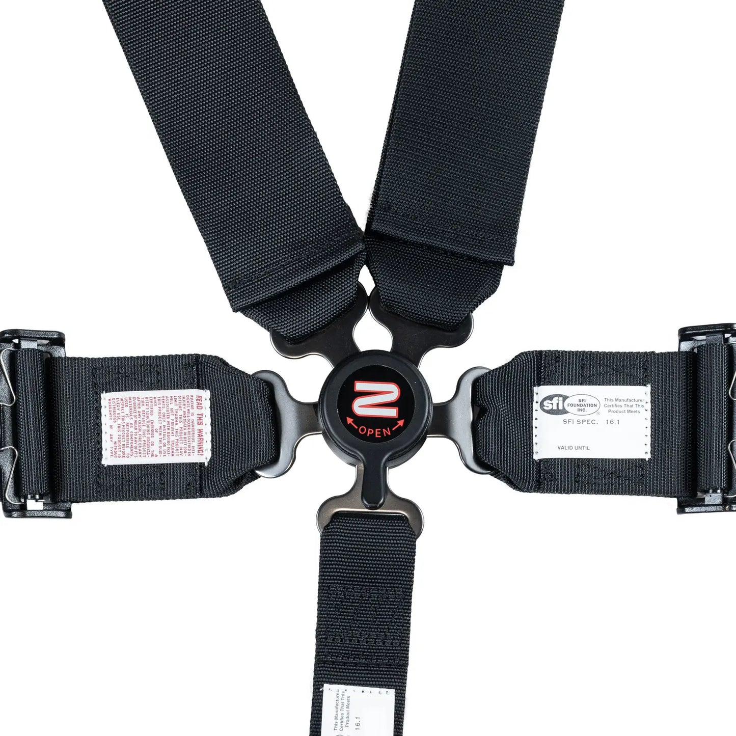 ZAMP UTV off-road race 5-point pull-down seat harness with SFI 3/2 rating, featuring black straps and metal hardware.