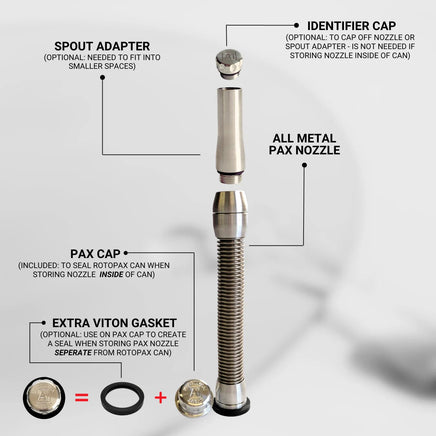 AI13 All Metal PAX Utility Jug Nozzle - Rotopax Nozzle - Augusta Motorsports Racing Safety Supplies