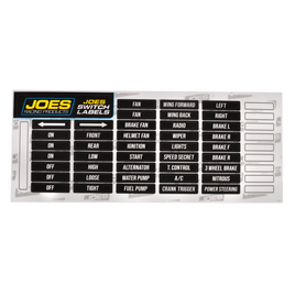 Joes Racing Switch Panel Professional Labels - Augusta Motorsports Racing Safety Supplies
