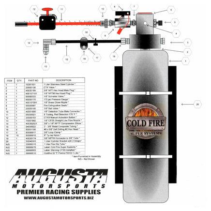 Cold Fire Racing Super Fire System | Racing 1 Liter Fire System - Augusta Motorsports Racing Fire Systems