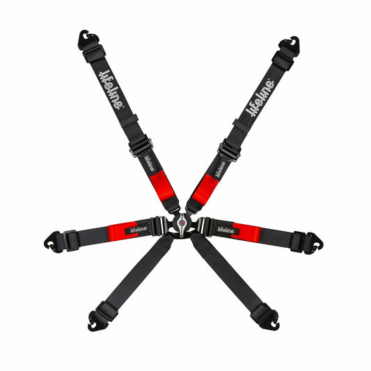 Lifeline Racing Harness 6 Point 2" Cam- Lock Black 300-000-007 - Augusta Motorsports Racing Fire Systems