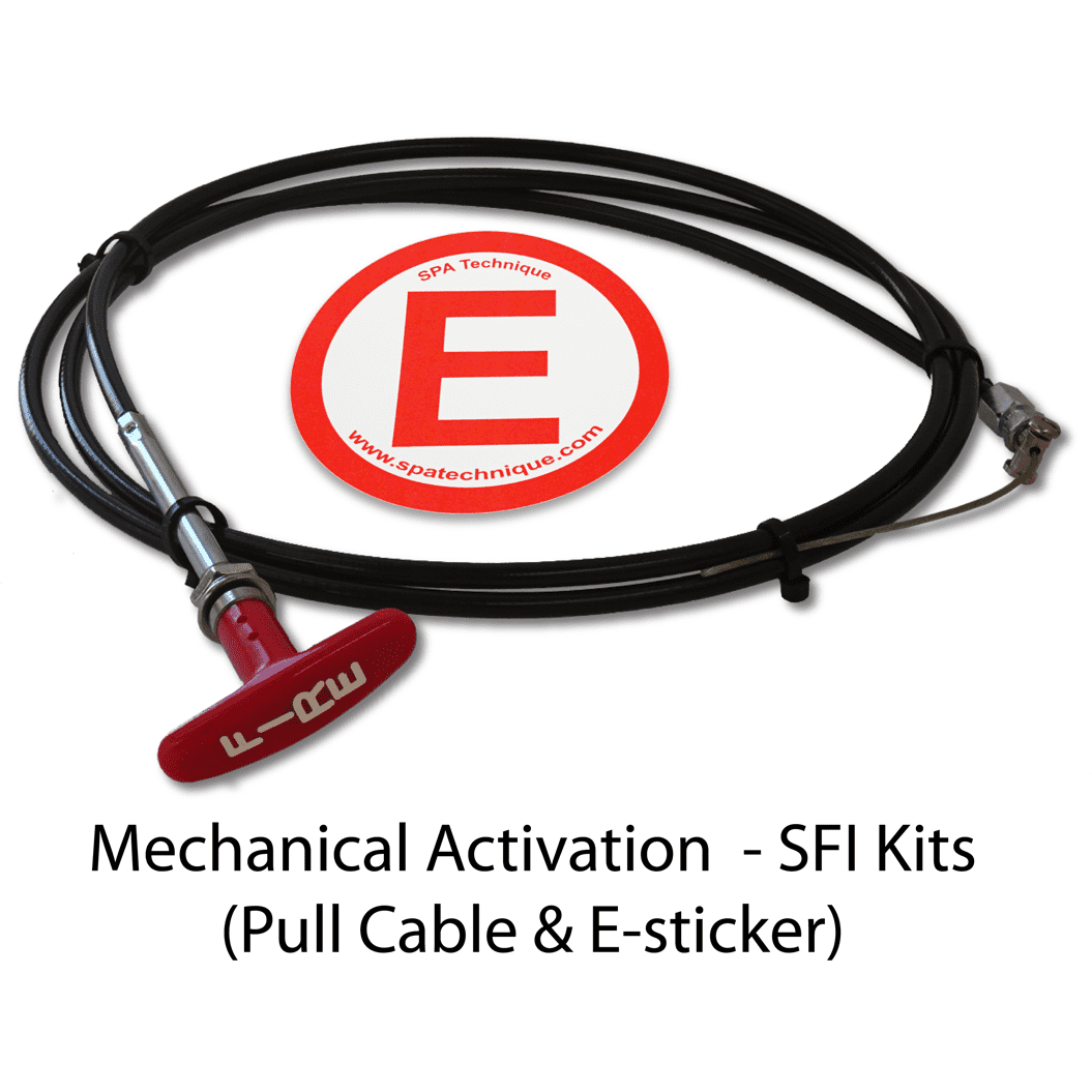 SPA Technique FireSense+ 3lb mechanical fire suppression system with SFI 17.2 certification, designed for fire safety and suppression.